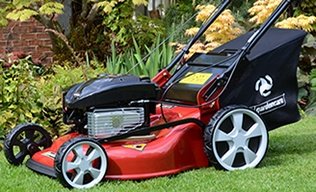 Gas mower with rear bag