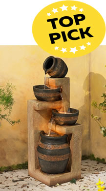 Our Top Pick: Stoneware Bowl and Jar Indoor-Outdoor 46 inch High Fountain
