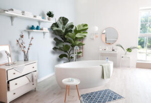 Fiddle leaf fig bathroom